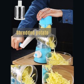 Multifunctional Vegetable Grater Rotary Cheese Grater Vegetable Slicer 3 Interchangeable Blades Easy Clean Rotary Grater Slicer for Fruit Vegetables Nuts Kitchen   Gadgets