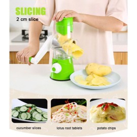 Multifunctional Vegetable Grater Rotary Cheese Grater Vegetable Slicer 3 Interchangeable Blades Easy Clean Rotary Grater Slicer for Fruit Vegetables Nuts Kitchen   Gadgets