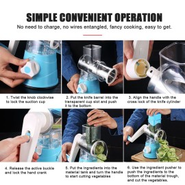 Multifunctional Vegetable Grater Rotary Cheese Grater Vegetable Slicer 3 Interchangeable Blades Easy Clean Rotary Grater Slicer for Fruit Vegetables Nuts Kitchen   Gadgets