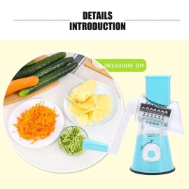 Multifunctional Vegetable Grater Rotary Cheese Grater Vegetable Slicer 3 Interchangeable Blades Easy Clean Rotary Grater Slicer for Fruit Vegetables Nuts Kitchen   Gadgets