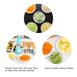 Multifunctional Vegetable Grater Rotary Cheese Grater Vegetable Slicer 3 Interchangeable Blades Easy Clean Rotary Grater Slicer for Fruit Vegetables Nuts Kitchen   Gadgets