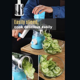 Multifunctional Vegetable Grater Rotary Cheese Grater Vegetable Slicer 3 Interchangeable Blades Easy Clean Rotary Grater Slicer for Fruit Vegetables Nuts Kitchen   Gadgets