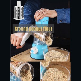 Multifunctional Vegetable Grater Rotary Cheese Grater Vegetable Slicer 3 Interchangeable Blades Easy Clean Rotary Grater Slicer for Fruit Vegetables Nuts Kitchen   Gadgets