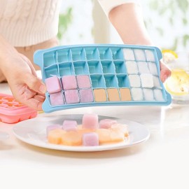 Silicone Ice Cube Tray Ice Cube Mold Container Frozen Cubes 36 Compartments with Lid for Bars Households Party