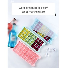 Silicone Ice Cube Tray Ice Cube Mold Container Frozen Cubes 36 Compartments with Lid for Bars Households Party