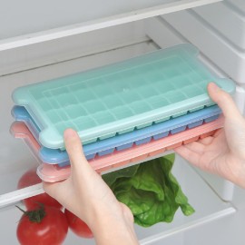 Silicone Ice Cube Tray Ice Cube Mold Container Frozen Cubes 36 Compartments with Lid for Bars Households Party