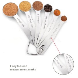 Stainless Steel Measuring Spoons Set for Measuring Dry Liquid Ingredients 1Set/6pcs