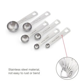 Stainless Steel Measuring Spoons Set for Measuring Dry Liquid Ingredients 1Set/6pcs