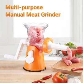 Manual Meat Grinder Food Grinder Hand Meat Processor Mincer Grinding Machine with Suction Base 1 Sausage Stuffing Tube 2 Grinding Plates 1 Food Pusher for Home Kitchen