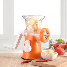 Manual Meat Grinder Food Grinder Hand Meat Processor Mincer Grinding Machine with Suction Base 1 Sausage Stuffing Tube 2 Grinding Plates 1 Food Pusher for Home Kitchen
