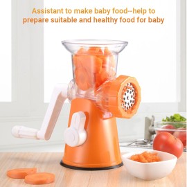 Manual Meat Grinder Food Grinder Hand Meat Processor Mincer Grinding Machine with Suction Base 1 Sausage Stuffing Tube 2 Grinding Plates 1 Food Pusher for Home Kitchen