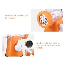 Manual Meat Grinder Food Grinder Hand Meat Processor Mincer Grinding Machine with Suction Base 1 Sausage Stuffing Tube 2 Grinding Plates 1 Food Pusher for Home Kitchen