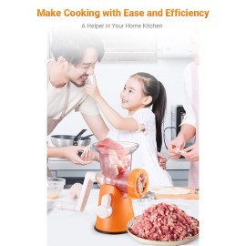 Manual Meat Grinder Food Grinder Hand Meat Processor Mincer Grinding Machine with Suction Base 1 Sausage Stuffing Tube 2 Grinding Plates 1 Food Pusher for Home Kitchen