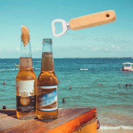 Wood Handle Bottle Openers Beer Bottle Openers Soft Drinks Cider Cap Openers Stainless Steel Juice Bottle Cap Openers Milk Bottle Glass Cover Tools