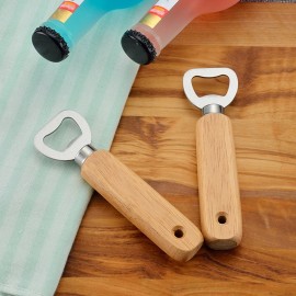 Wood Handle Bottle Openers Beer Bottle Openers Soft Drinks Cider Cap Openers Stainless Steel Juice Bottle Cap Openers Milk Bottle Glass Cover Tools
