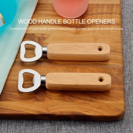 Wood Handle Bottle Openers Beer Bottle Openers Soft Drinks Cider Cap Openers Stainless Steel Juice Bottle Cap Openers Milk Bottle Glass Cover Tools