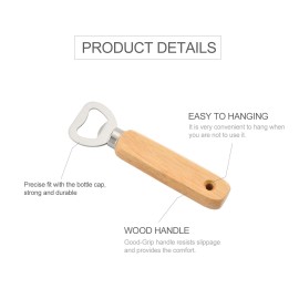 Wood Handle Bottle Openers Beer Bottle Openers Soft Drinks Cider Cap Openers Stainless Steel Juice Bottle Cap Openers Milk Bottle Glass Cover Tools