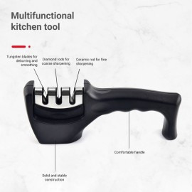 3-Stage Kitchen Knife Sharpener Detachable Head Manual Handheld Pull-Through Sharpener for Home Kitchen