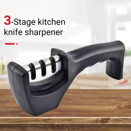 3-Stage Kitchen Knife Sharpener Detachable Head Manual Handheld Pull-Through Sharpener for Home Kitchen