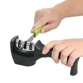 3-Stage Kitchen Knife Sharpener Detachable Head Manual Handheld Pull-Through Sharpener for Home Kitchen