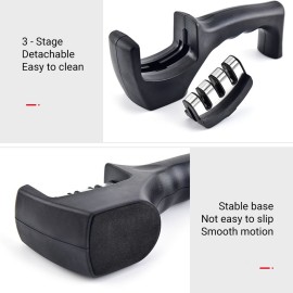 3-Stage Kitchen Knife Sharpener Detachable Head Manual Handheld Pull-Through Sharpener for Home Kitchen
