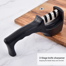 3-Stage Kitchen Knife Sharpener Detachable Head Manual Handheld Pull-Through Sharpener for Home Kitchen