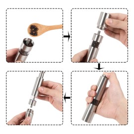 Manual Burnisher Stainless Steel Push Type Pepper Grinder Suit
