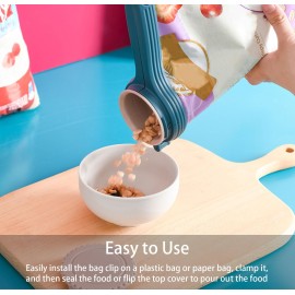 Food Bag Clips Food Storage Sealing Clips with Removable Rotating Lid Bag Clips for Snack Oats Food Storage Kitchen Tools