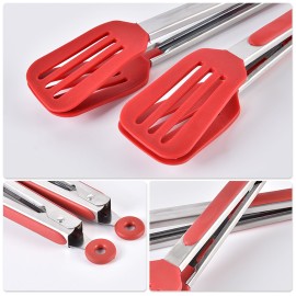 Kitchen Tongs for Cooking Non-stick Food Clamp Premium Stainless Steel Locking Cooking Tongs Silicone Kitchen Tongs Heat Resistant Serving Utensils