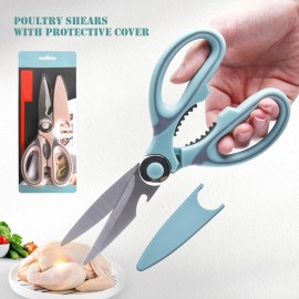 Poultry Shears with Protective Cover Stainless Steel Kitchen Scissors Multi-Purpose Scissors for Meat Chicken Fish Seafood BBQ