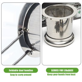 3PCs Tea Infuser Tea Scoop Clip Kit with Tea Lid Food-grade Thickened Stainless Steel Strainer for Loose Tea Fine Mesh Fits Standard Cups Mugs Teapots for Brewing Steeping Tea