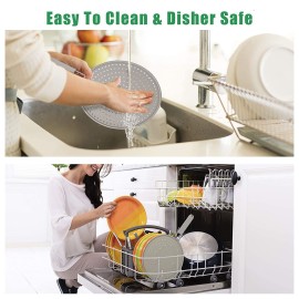 Kitchen Silicone Splatter Screen, High Heat Resistant Cooling Mat, Drain Board and Strainer Grease Barrier Grease Splatter Guard Drainer Pot Cover Round Strainer