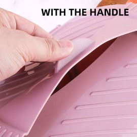 Microwave Steamer Bowl Silicone Steamer with Handle & Lid for Meal Prep with Detachable Partition, Easy to Store, Microwave Cookware, Freezer & Dishwasher Safe, Pink（LARGE SIE）