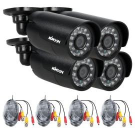 4pcs 720P AHD Bullet Camera+4*60ft Surveillance Cable Support IR-CUT Night Vision 24pcs Infrared Lamps 3.6mm for Home Security