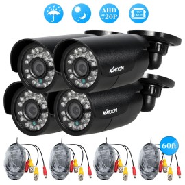 4pcs 720P AHD Bullet Camera+4*60ft Surveillance Cable Support IR-CUT Night Vision 24pcs Infrared Lamps 3.6mm for Home Security