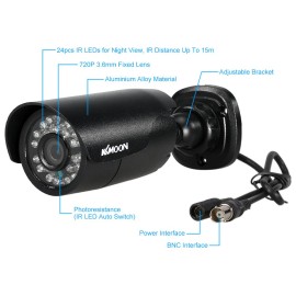 4pcs 720P AHD Bullet Camera+4*60ft Surveillance Cable Support IR-CUT Night Vision 24pcs Infrared Lamps 3.6mm for Home Security