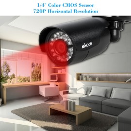 4pcs 720P AHD Bullet Camera+4*60ft Surveillance Cable Support IR-CUT Night Vision 24pcs Infrared Lamps 3.6mm for Home Security