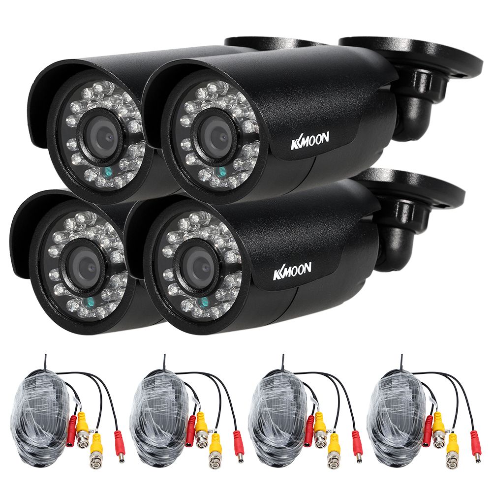 4pcs 720P AHD Bullet Camera+4*60ft Surveillance Cable Support IR-CUT Night Vision 24pcs Infrared Lamps 3.6mm for Home Security