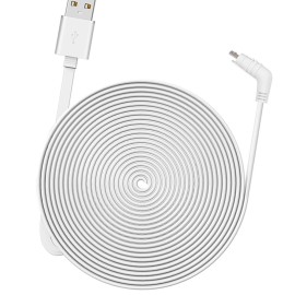 6M/20ft Charging Power Cable Fits for Arlo Pro, Arlo Pro 2, Arlo GO Weatherproof Indoor/Outdoor Flat Cable Aluminium Alloy Micro USB Cable Charging/Power Cord without Plug, 1 Pack (White)