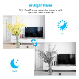 HD 1080P IP Camera Indoor Pan/Tilt WIFI IP Camera for Home/Baby/Pet 12pcs Infrared LED Lights Support Two Way Audio Motion Detection Phone APP Remote Control IR-CUT Filter Infrared Night View with TF Card Slot for CCTV Home Surveillance Security