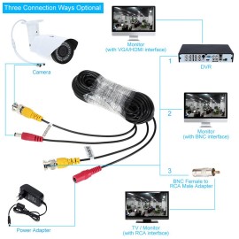 32ft(10m) BNC Video Power Siamese Cable for Surveillance Camera DVR Kit