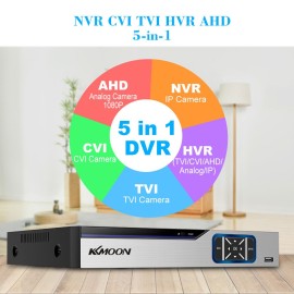 4CH 1080P Full High Definition Hybrid AHD/Analog/TVI/CVI/ DVR CCTV Digital Video Recorder DVR P2P Remote Phone Monitoring for Home office Security Surveillance System kit Camera (NO HDD) EU Plug