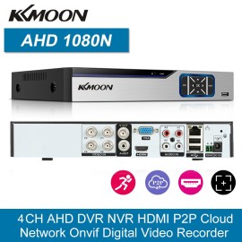 4CH 1080P Full High Definition Hybrid AHD/Analog/TVI/CVI/ DVR CCTV Digital Video Recorder DVR P2P Remote Phone Monitoring for Home office Security Surveillance System kit Camera (NO HDD) EU Plug