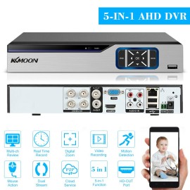 4CH 1080P Full High Definition Hybrid AHD/Analog/TVI/CVI/ DVR CCTV Digital Video Recorder DVR P2P Remote Phone Monitoring for Home office Security Surveillance System kit Camera (NO HDD) EU Plug