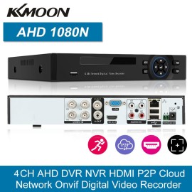 4CH 1080P Full High Definition Hybrid AHD/Analog/TVI/CVI/ DVR CCTV Digital Video Recorder DVR P2P Remote Phone Monitoring for Home office Security Surveillance System kit Camera (NO HDD) EU Plug