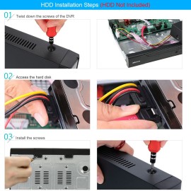 4CH 1080P Full High Definition Hybrid AHD/Analog/TVI/CVI/ DVR CCTV Digital Video Recorder DVR P2P Remote Phone Monitoring for Home office Security Surveillance System kit Camera (NO HDD) EU Plug