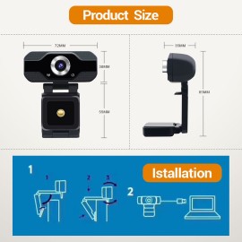 HD 1080P Webcam USB Computer Camera with Microphone for Laptop PC Camera for Gaming/Video Calling/Recording/Conferencing