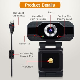 HD 1080P Webcam USB Computer Camera with Microphone for Laptop PC Camera for Gaming/Video Calling/Recording/Conferencing