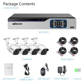 Home Security Camera System 8CH Surveillance DVR and 4pcs 1080P FHD Outdoor Weatherproof Security Camera with Night Vision,Motion Detection,Remote Access(No Hard Drive)
