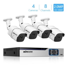 Home Security Camera System 8CH Surveillance DVR and 4pcs 1080P FHD Outdoor Weatherproof Security Camera with Night Vision,Motion Detection,Remote Access(No Hard Drive)